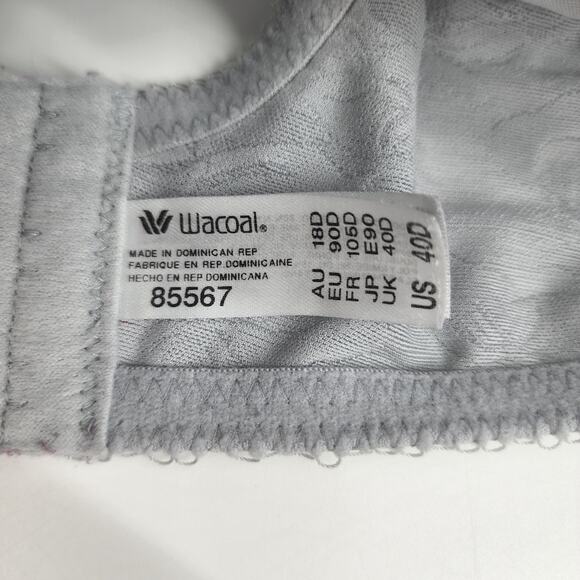 Wacoal Blue Floral Print Lace Awareness Full Coverage Underwire Bra Size 40D - Picture 2 of 3